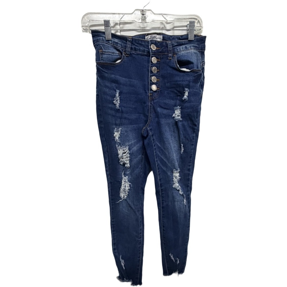 Thread & Others Distressed Skinny Jeans Size 9/29 High Rise Button Fly Raw Hem